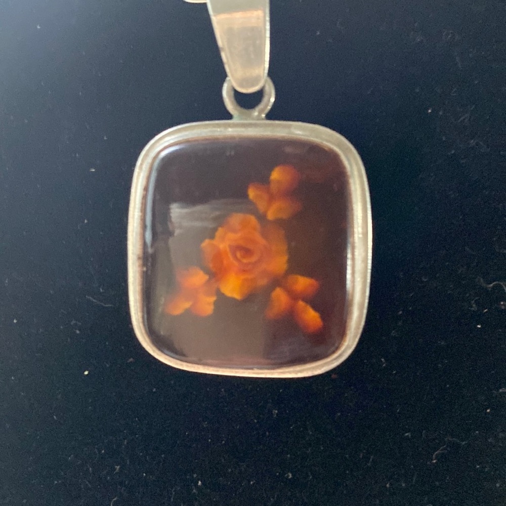 Intaglia Amber Brooch.  Rose & Leaves.  $40